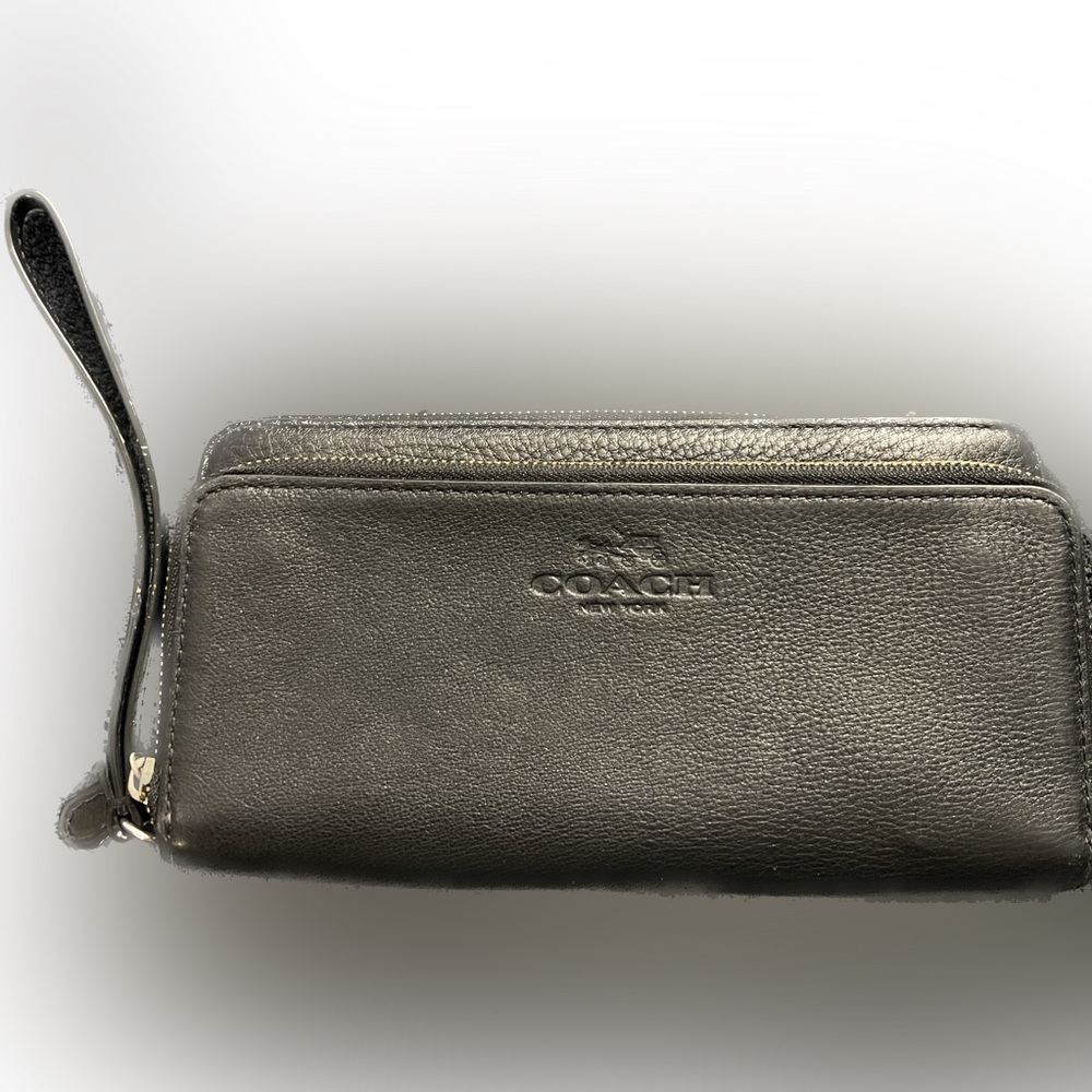 Black Coach wallet with wristlet holder